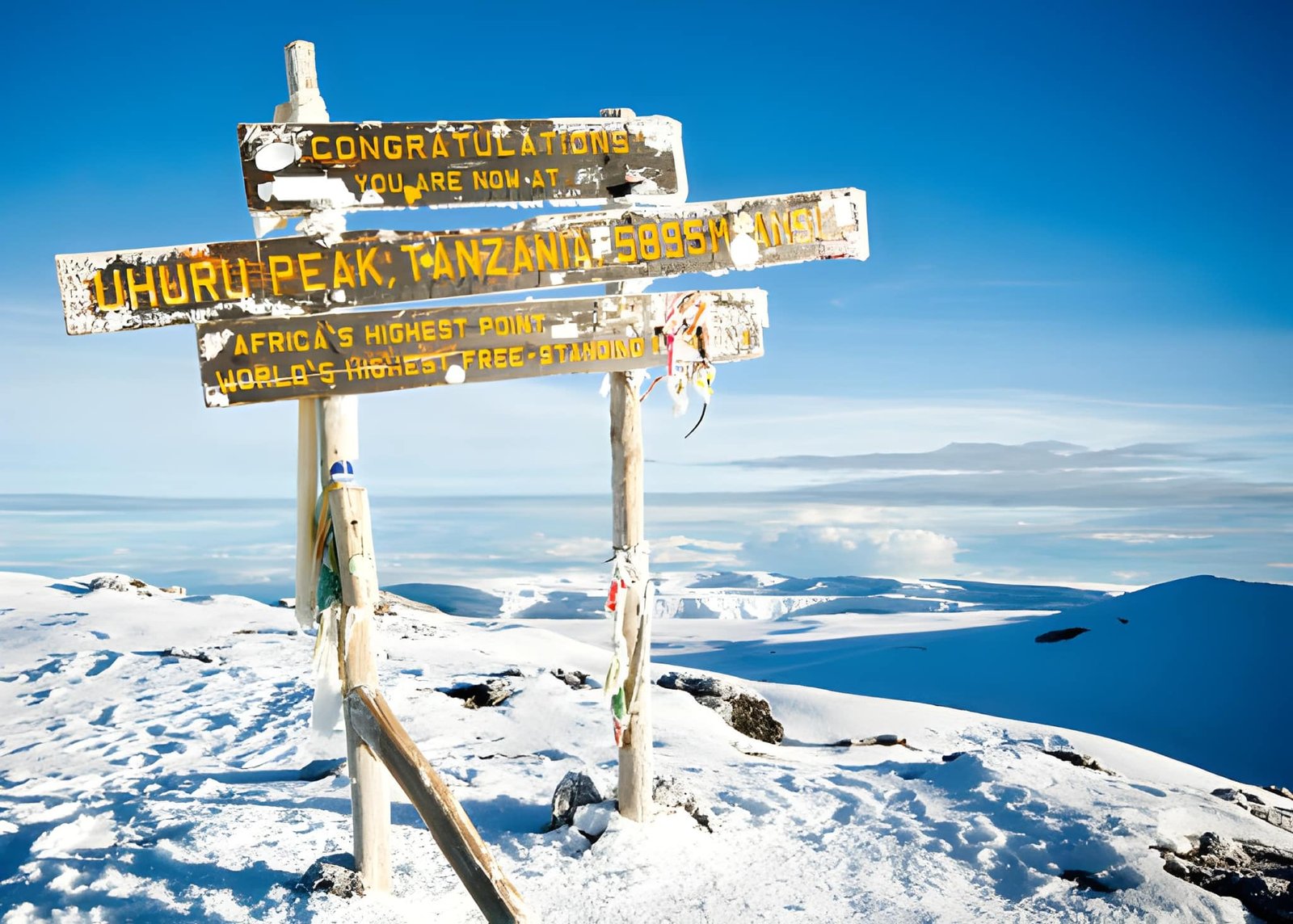 Mount Kilimanjaro summit above the clouds in Tanzania